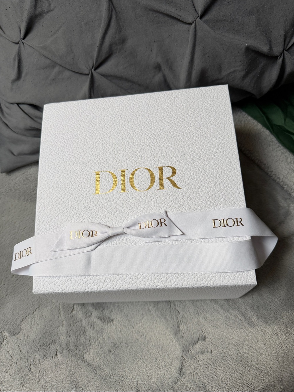 Dior White Box with Gold Logo and Branded Ribbon